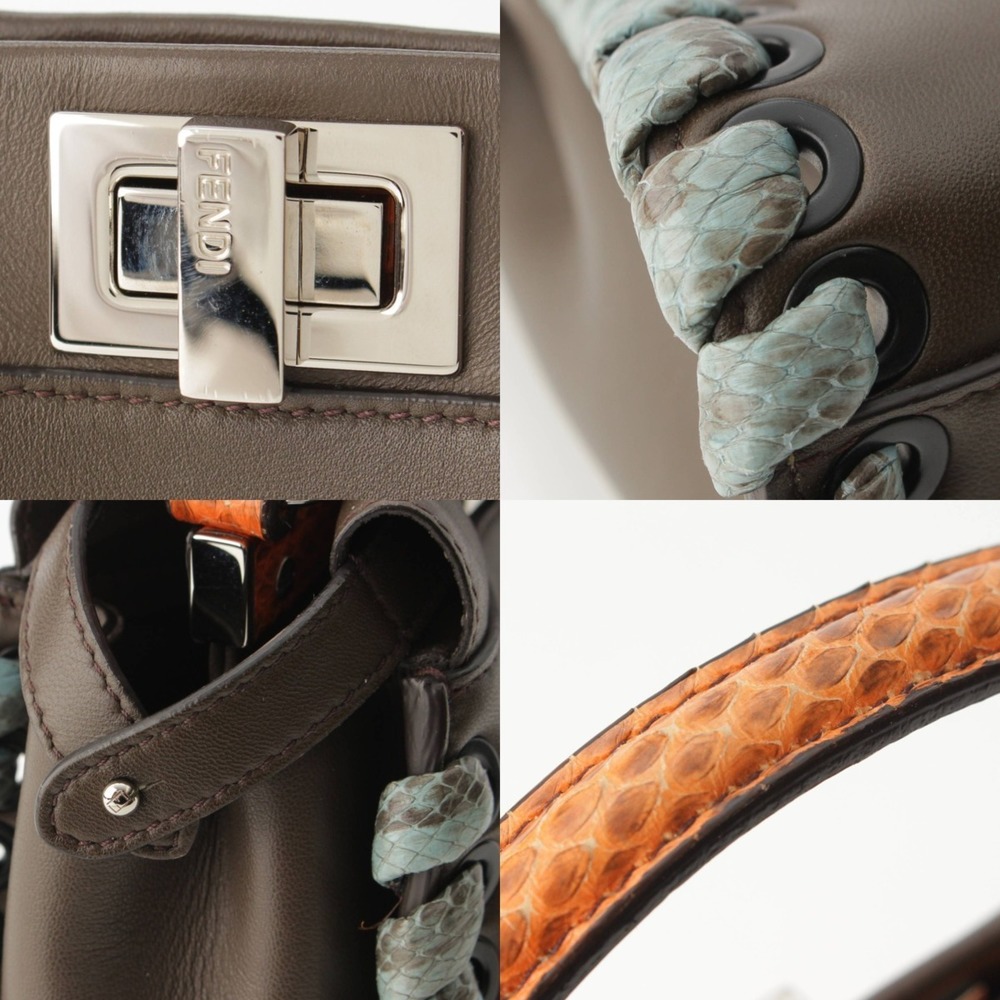 Fendi Handbag Peekaboo Brown Python Mini Shoulder - image 7
